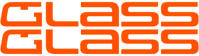 Logo GLASS orange futuriste pour lechartier-actiglass à Carcassonne, style rétro high-tech percutant